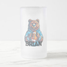 Tasse de football personnalisée Ours Brun Moderne