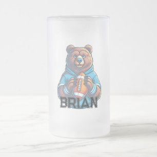 Tasse de football personnalisée Ours Brun Moderne