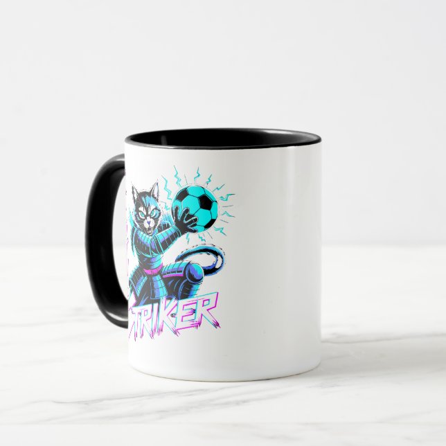 Tasse de football pour chat samouraï Cyberpunk (Devant gauche)