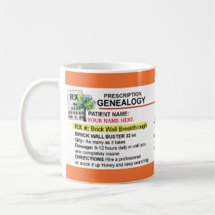 Tasse de généalogie de bouteille de prescription