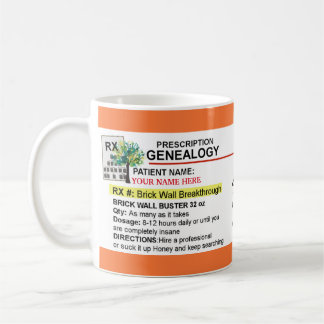 Tasse de généalogie de bouteille de prescription