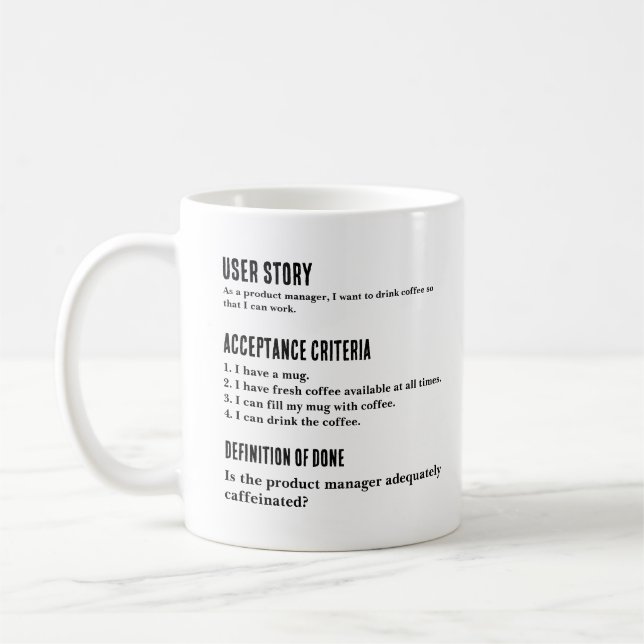 Tasse de gestionnaire de produit Persona User Stor (Gauche)