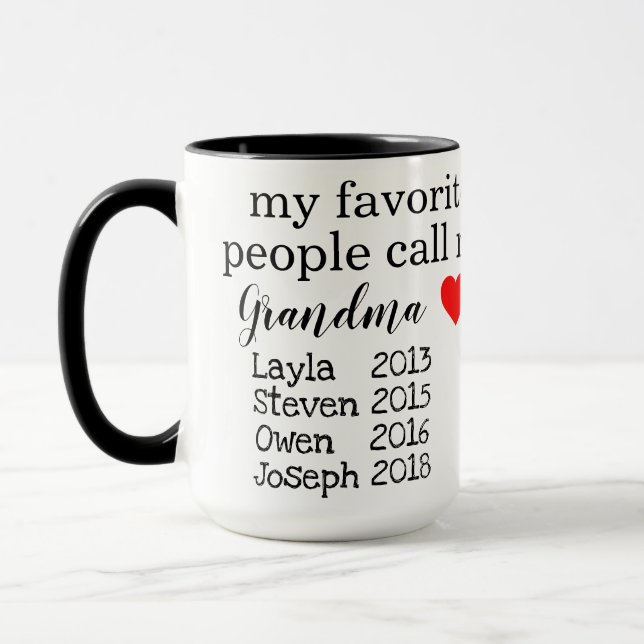 tasse de grand-mère/nana personnalisée avec noms (Gauche)