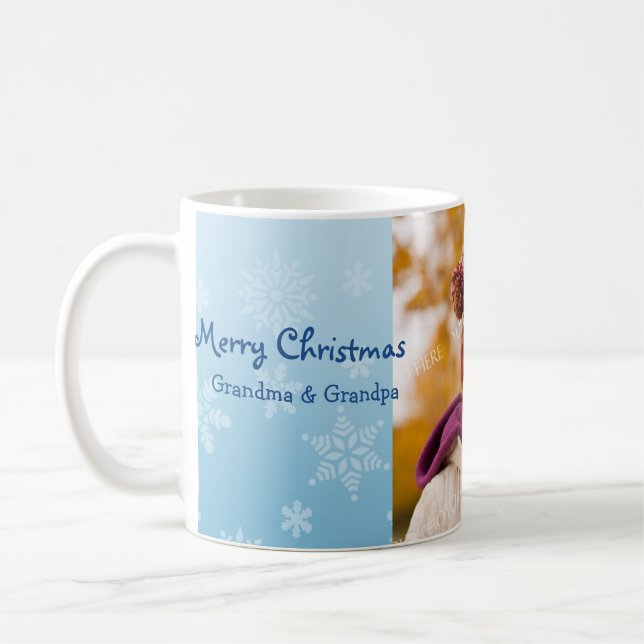 Tasse de grands-parents de Joyeux Noël de flocons (Gauche)