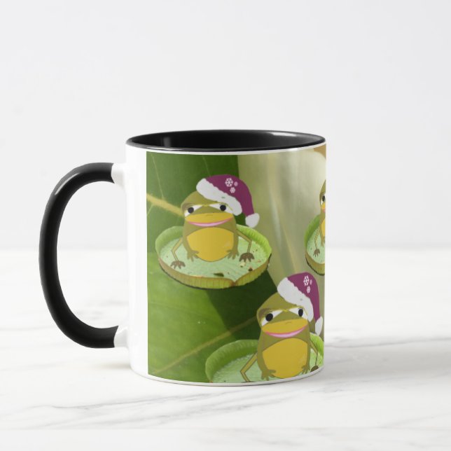 Tasse de grenouilles de Noël humoristiques (Gauche)