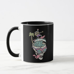 Tasse de guitariste squelette de surf rétro
