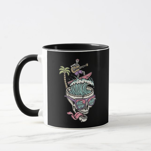 Tasse de guitariste squelette de surf rétro (Gauche)