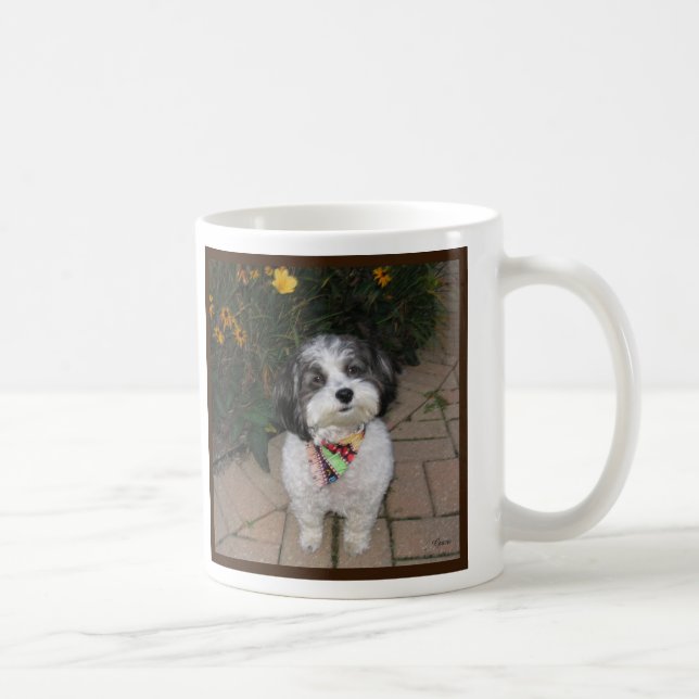 Tasse de Havanese avec des fleurs (Droite)