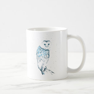 Tasse de hibou, tasse turquoise de hibou de grange