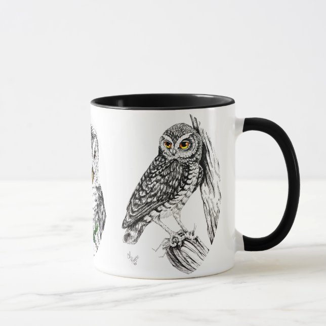 Tasse de hiboux en encre (Droite)