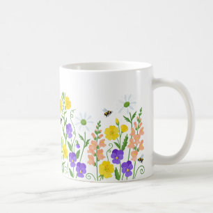 Tasse de jardin de fleurs sauvages de printemps