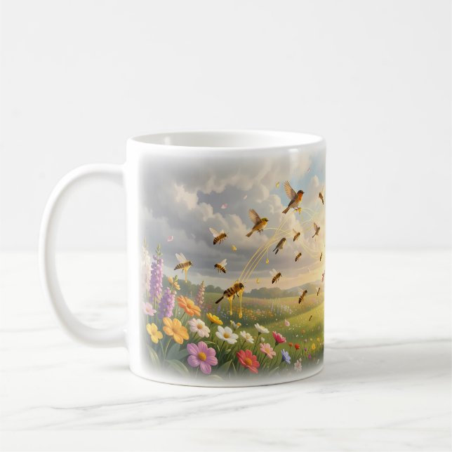 Tasse de jardin de printemps aux oiseaux chanteurs (Gauche)