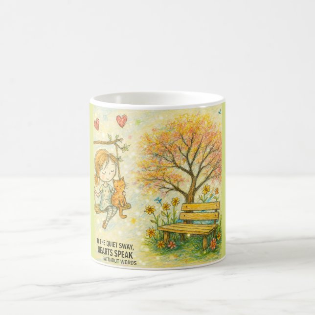 Tasse de jardin Fille fantaisiste et chat orange (Centre)