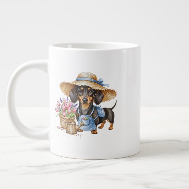 Tasse de jardin personnalisée pour teckel (Gauche)