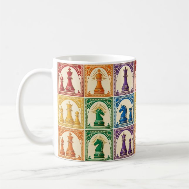 Tasse de jeu d'échecs Arc-en-ciel Art Déco (Gauche)