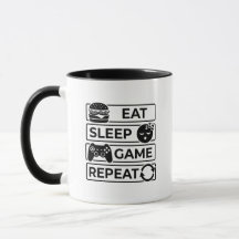 Tasse de jeu rétro drôle « Manger Dormir Jouer Rép