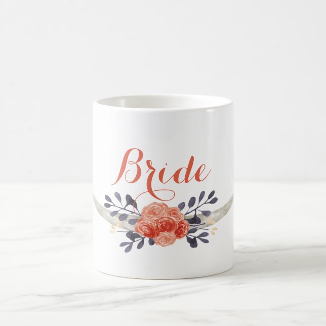 Tasse de jeune mariée de Boho d'aquarelle (Centre)