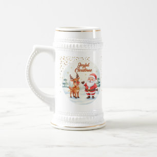 Tasse de joie de Noël avec le Père Noël et les ren