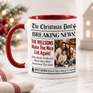 Tasse de journal de Noël personnalisée avec photo 