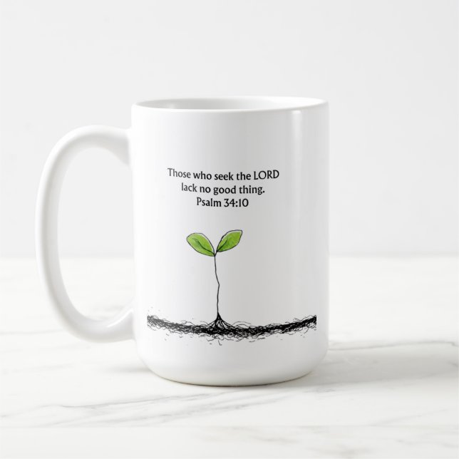 Tasse de la Bible chrétienne Psaume 34:10 Cadeau d (Gauche)