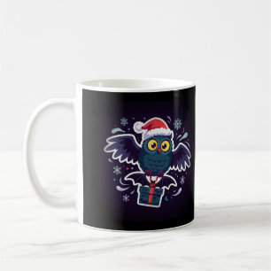 Tasse de la chouette du Père Noël offrant un cadea