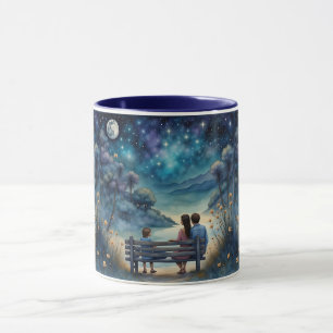 Tasse de la famille au clair de lune