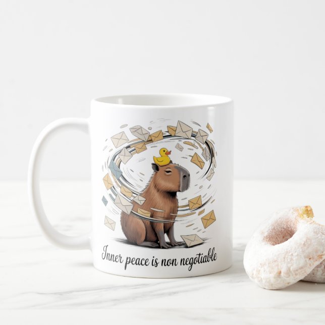 Tasse de la paix intérieure du capybara - Tasse à  (Avec donut)