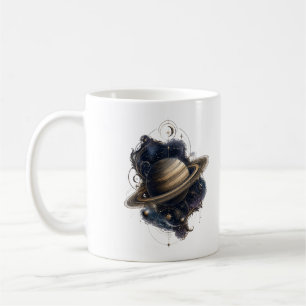 Tasse de la planète céleste aux anneaux dorés de S