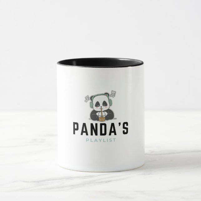 Tasse de la playlist du panda mignon noir et bleu (Centre)