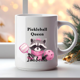 Tasse de la Reine de Pickleball Rose Raton Laveur