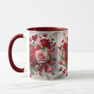 Tasse de la Saint-Valentin Cœurs et Roses Rouges d