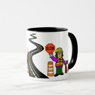Tasse de la travailleuse de la route