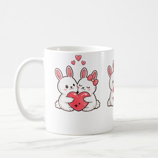 Tasse de lapin de la Saint-Valentin | Adorables la (Gauche)