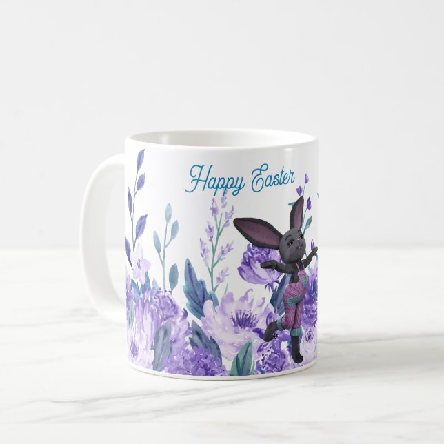 Tasse de lapin de Pâques fantaisiste lavande viole (Devant gauche)