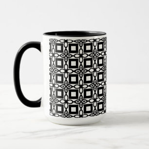 Tasse de latte à motif géométrique noir et blanc