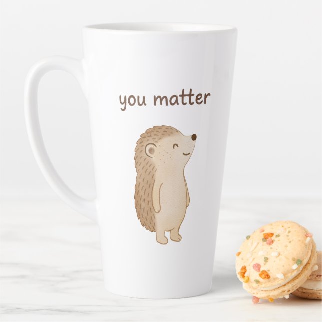 Tasse de latte au hérisson 'Vous comptez'  (En situation)