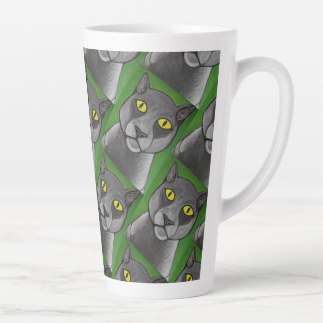 Tasse de latte avec chat gris (Droite)