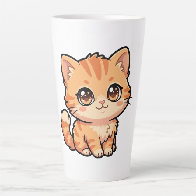 Tasse de Latte avec un Mignon Chaton Tabby Orange (Devant)