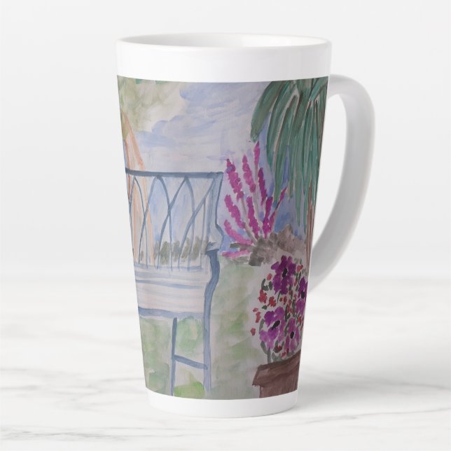 Tasse de latte de banc de jardin d'été (Angle droit)