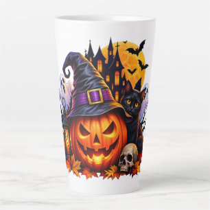 Tasse de latte de Halloween Citrouille de Sorcière