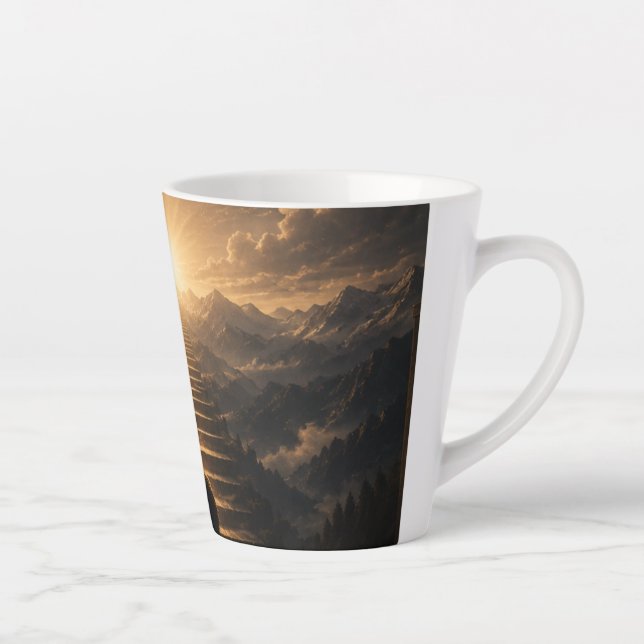 Tasse de Latte de Paysage de Coucher de Soleil de  (Droite)
