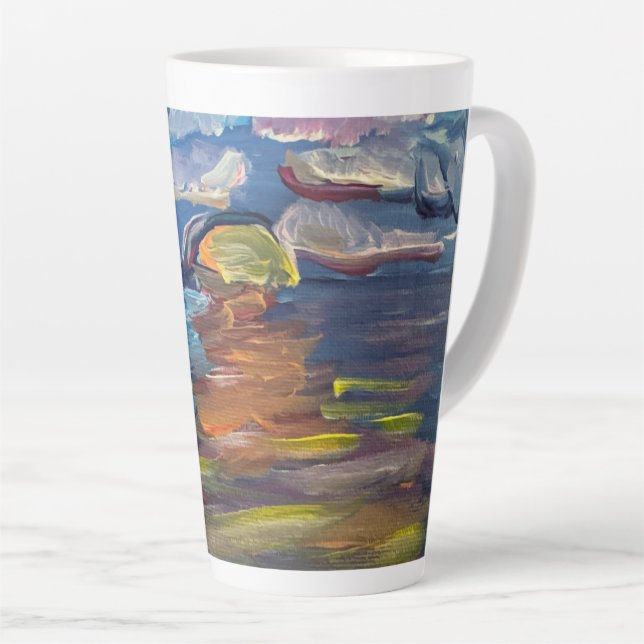 Tasse de latte de peinture du lever de soleil sur  (Angle droit)