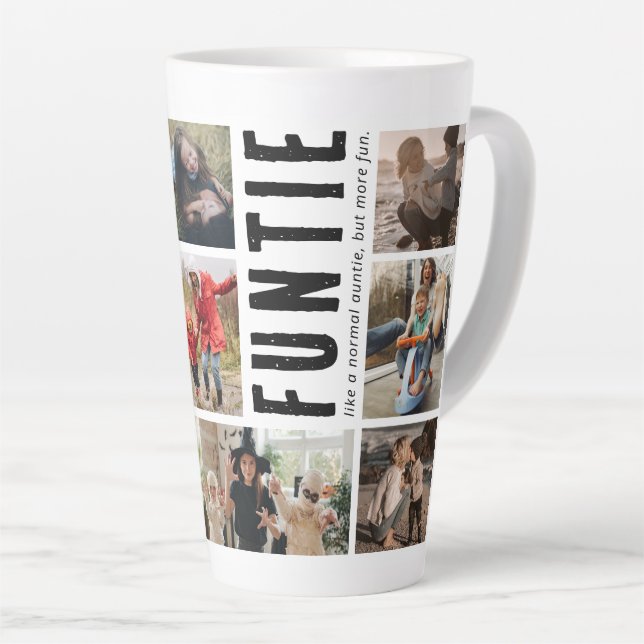 Tasse de latte de Tante Funtie avec collage de pho (Angle droit)