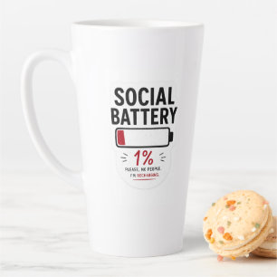 Tasse de latte drôle pour introverti Batterie so