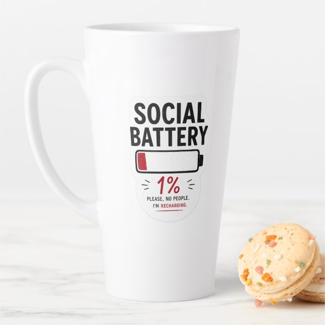 Tasse de latte drôle pour introverti | Batterie so (En situation)