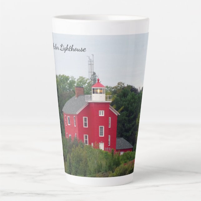 Tasse de latte du phare de Marquette Harbor (Devant)