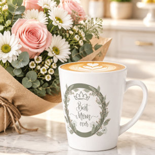 Tasse de latte élégante Couronne de feuillage Meil