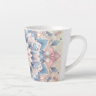 Tasse de latte en art de mandala arabesque pastel
