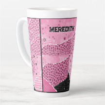 Tasse de latte en collage rose personnalisé avec l
