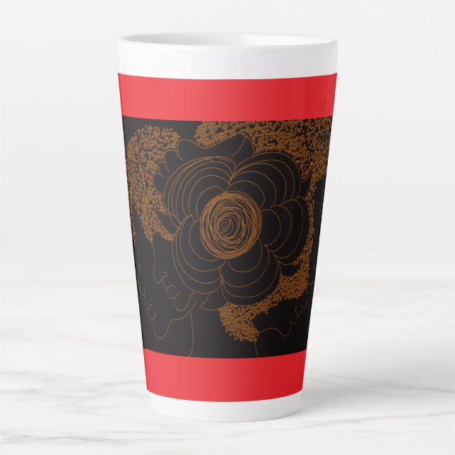 Tasse de Latte Femme Fleur Dorée (Devant)
